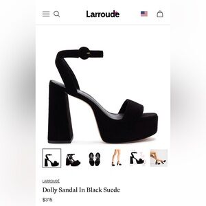 Larroude Dolly Sandal, Black Suede